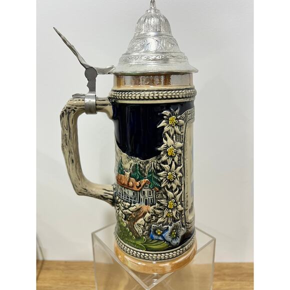 Vintage Gerzit Gerz Lidded Beer Stein - SCHWABACH Rathaus - Germany - Handmade - Picture 3 of 10